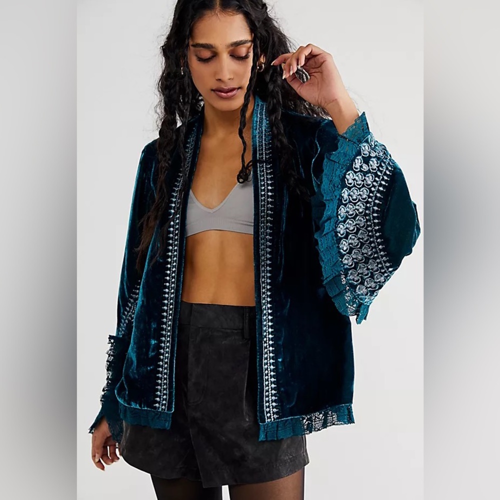 Free People Scarlett Velvet Bed Jacket